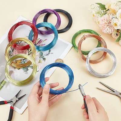 Pack of 10 rolls Multicolor Round Aluminum Wire 18 Gauge Jewelry Making Beading Craft Wire AW-PH0001-01-1mm-1