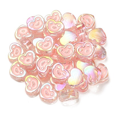 UV Plating Rainbow Iridescent Acrylic Enamel Beads OACR-G012-12C-1