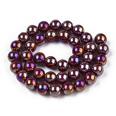 Electroplate Opaque Glass Beads Strands GLAA-T032-P10mm-AB05-1