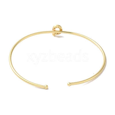 Rack Plating Brass Micro Pave Clear Cubic Zirconia Letter Open Cuff Bangles BJEW-A018-01G-Q-1