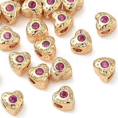 SHEGRACE Brass Magenta Cubic Zirconia Beads XGRQ4H982-681G-B-1