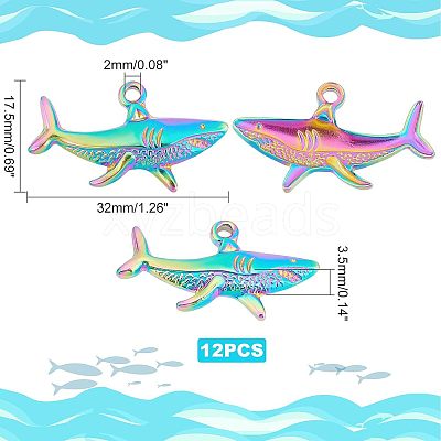 12Pcs Rack Plating 304 Stainless Steel Pendants STAS-UN0036-36-1