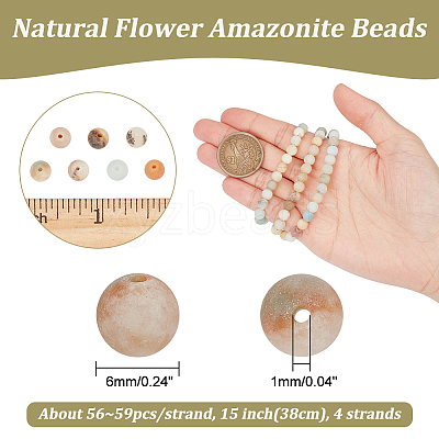 4 Strands Natural Flower Amazonite Beads Strands G-NB0005-09A-1