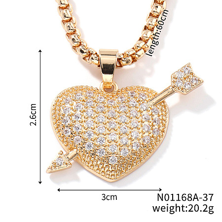 Brass Clear Cubuc Zirconia Shiny Romantic Cupid Arrow Pendant High-End Elegant Necklaces VS6918-1-1