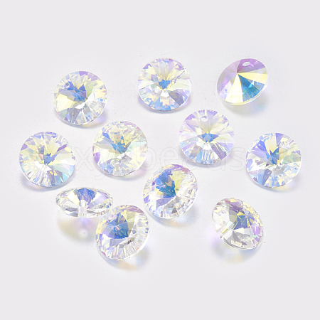 Faceted Glass Rhinestone Charms RGLA-F049-6mm-001AB-1