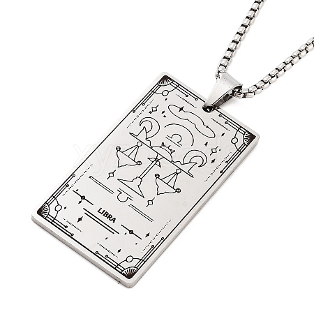 Non-Tarnish 201 Stainless Steel Rectangle with Constellation Pendant Necklaces NJEW-M223-02G-1