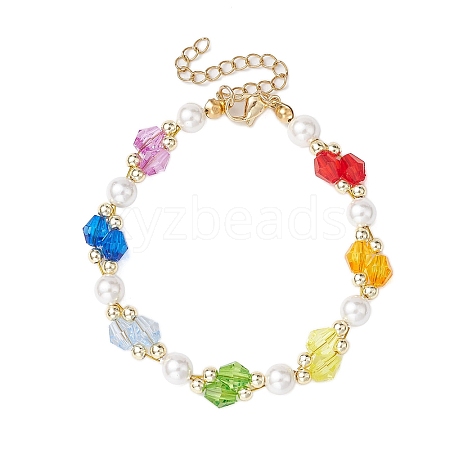 Chakra Theme Acrylic Beaded Bracelets BJEW-JB11208-1