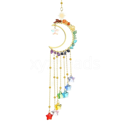 Star Glass Pendant Decoration HJEW-JM02116-1