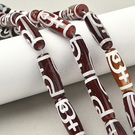 Rice Shape Tibetan Style dZi Beads Strands G-A269-A07-01-1