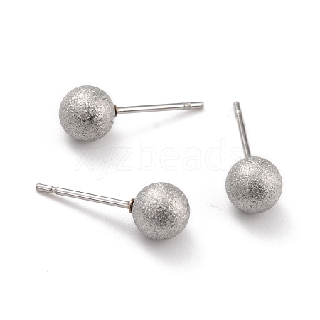 Tarnish Resistant 201 Stainless Steel Textured Ball Stud Earrings STAS-Z039-01C-P-1