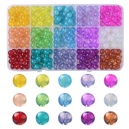 330Pcs 15 Colors Baking Painted Glass Beads Strands DGLA-YW0001-08-1