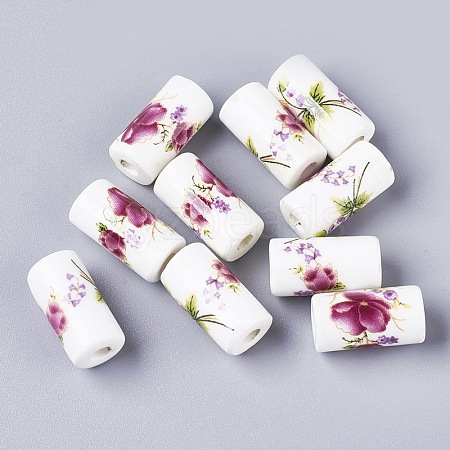 Handmade Porcelain Beads PORC-WH0001-02B-1