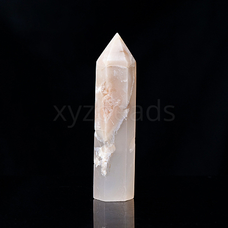 Natural Cherry Blossom Agate Pointed Prism Bar Home Display Decoration G-PW0007-101F-1