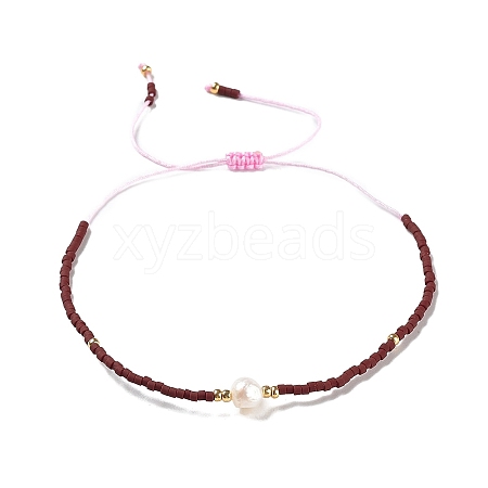 Glass Imitation Pearl & Seed Braided Bead Bracelets WO2637-09-1