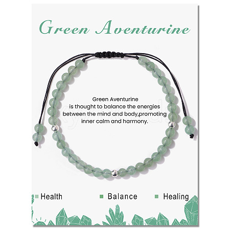 Adjustable Natural Green Aventurine Braided Beaded Bracelets for Women LG9619-2-1