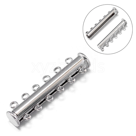 6-Strands 12-Holes Tube Brass Magnetic Slide Lock Clasps KK-D476-P-NF-1