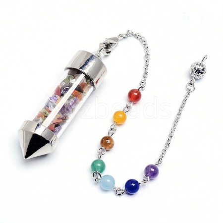 Natural Mixed Gemstone Pointed Dowsing Pendulum PW-WGF518F-01-1