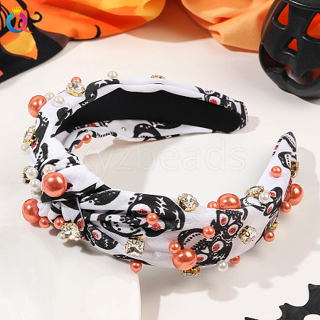 Halloween Theme Skull Cloth Hair Bands PW-WG670B1-02-1