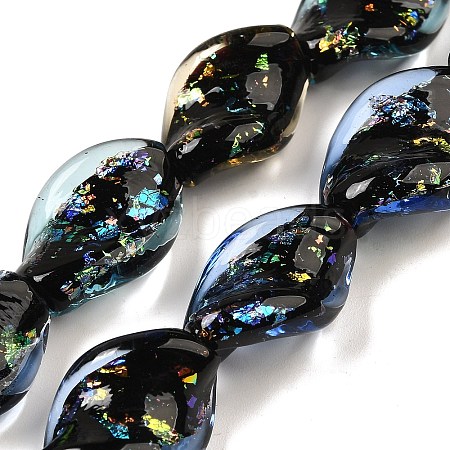 Handmade Dichroic Foil Glass Beads Strands DICH-U001-08D-1