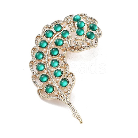 Leaf Alloy Pave Acrylic Rhinestone Brooch JEWB-C029-17C-1