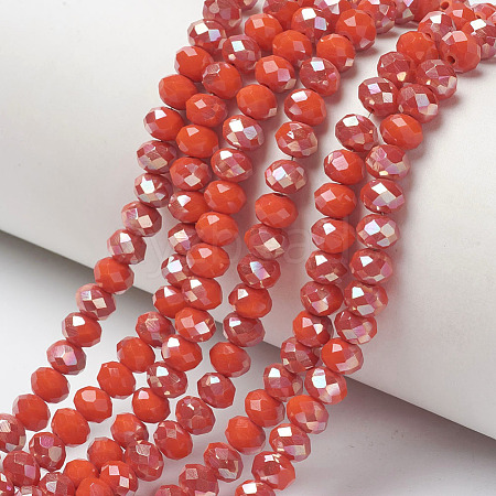 Electroplate Opaque Solid Color Glass Beads Strands EGLA-A034-P6mm-J07-1