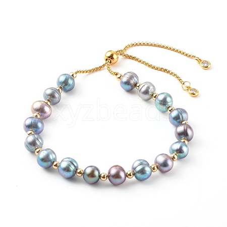 Potato Natural Pearl Slide Bracelets BJEW-JB06260-01-1