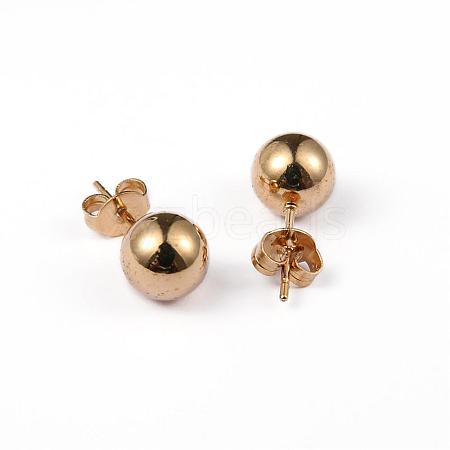 304 Stainless Steel Ball Stud Earrings EJEW-5558-8mm-G-1