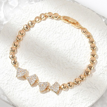 Brass Micro Pave Cubic Zirconia Link Chain Bracelets KK-R217-39G-1