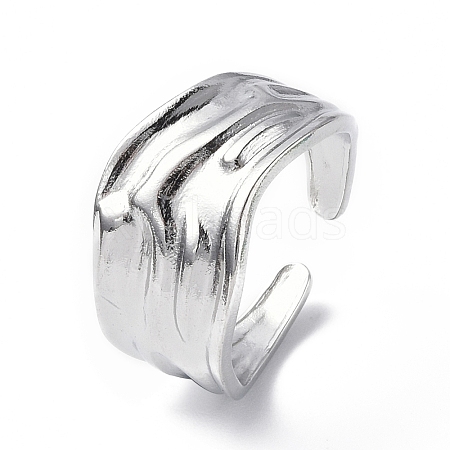 Non-Tarnish 304 Stainless Steel Open Cuff Ring for Women X-RJEW-C046-09P-1