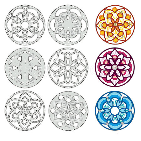 Mandala Theme Carbon Steel Cutting Dies Stencils DIY-WH0309-1599-1