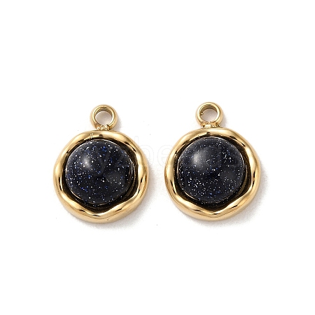 Synthetic Blue Goldstone Half Round Charms STAS-L022-393G-02-1