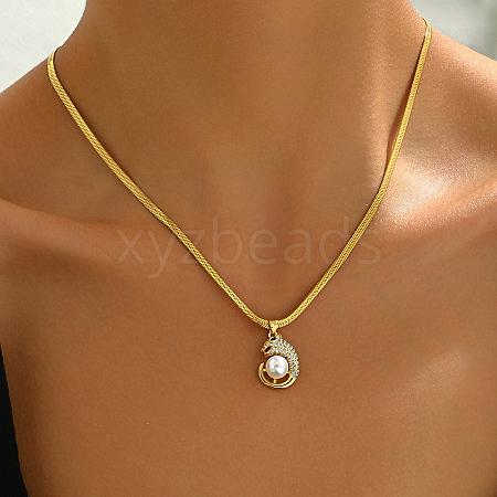 Leopard Brass Cubic Zirconia Pendant Necklaces RO7986-1