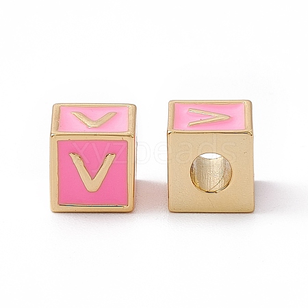 Rack Plating Brass Enamel Beads KK-B060-04G-05V-1