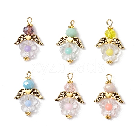 Acrylic Beads with Glass Beads Pendants PALLOY-MZ00699-1