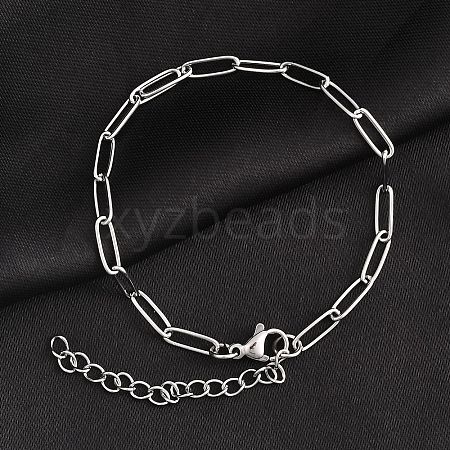 Tarnish Resistant 304 Stainless Steel Paperclip Chain Bracelet for Men Women BJEW-E031-03P-05-1