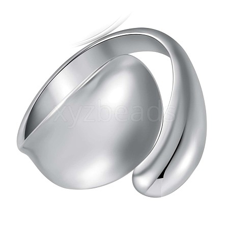 Rhodium Plated 925 Sterling Silver Twist Chunky Open Cuff Ring for Women JR909A-1