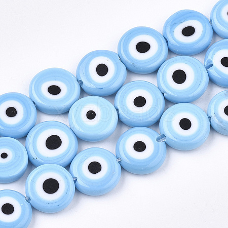 Handmade Evil Eye Lampwork Beads Strands X-LAMP-S191-02D-09-1