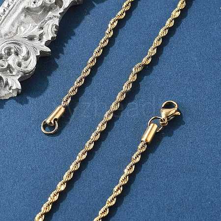 Ion Plating(IP) 304 Stainless Steel Rope Chain Necklaces STAS-M174-009G-1