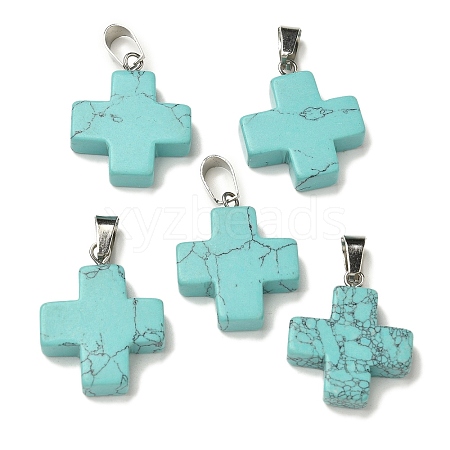 Synthetic Turquoise Pendants G-Z067-06P-04-1