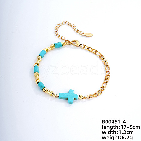 Fashionable Korean Style Brass Synthetic Turquoise Bracelets LH9898-4-1