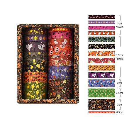 14 Rolls Halloween Theme Paper Decorative Paper Tapes Set STIC-H002-12A-1