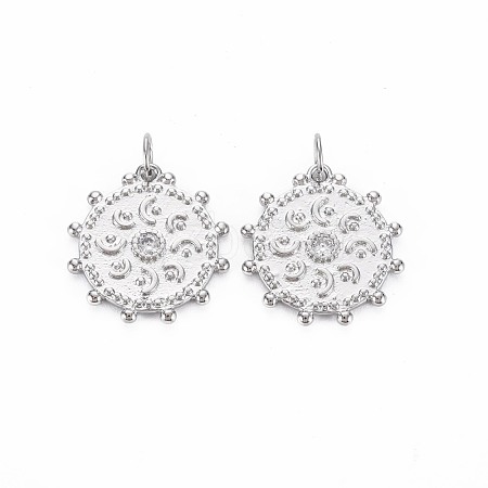 Brass Micro Pave Clear Cubic Zirconia Pendants KK-S356-736-1