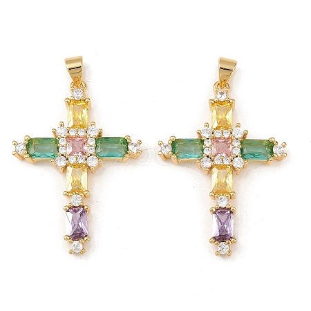 Brass with Cubic Zirconia Pendants KK-L255-08G-1