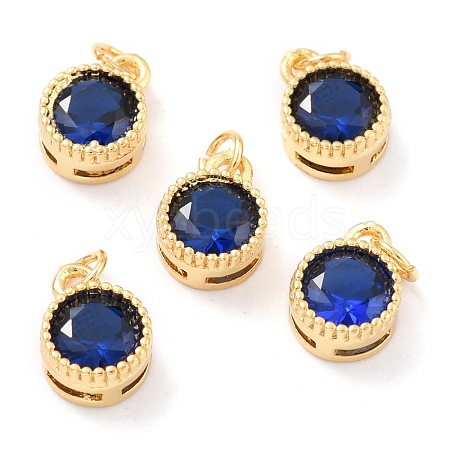 Real 18K Gold Plated Brass Inlaid Cubic Zirconia Charms ZIRC-L100-081G-08-1