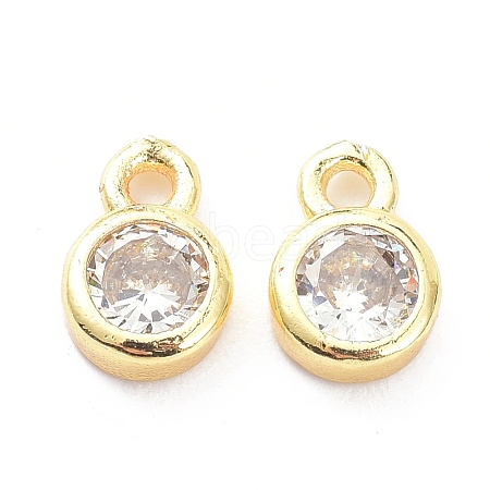 Brass Micro Pave Clear Cubic Zirconia Charms Pendants ZIRC-K086-23G-1