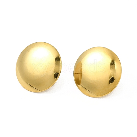 Ion Plating(IP) 304 Stainless Steel Flat Round Stud Earrings for Women X-EJEW-I281-06G-1