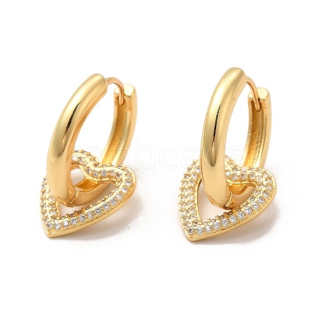 Heart Rack Plating Brass Micro Pave Cubic Zirconia Hoop Earring EJEW-C057-05G-1