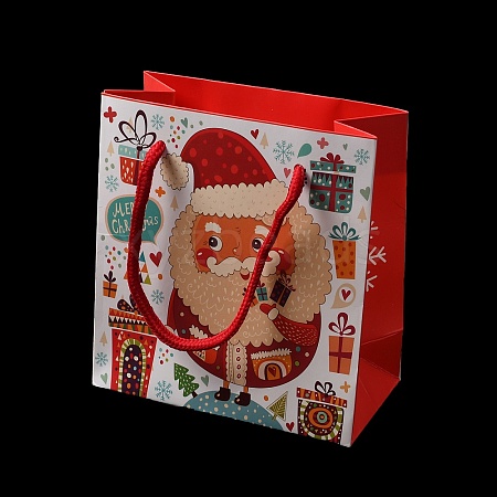 Christmas Santa Claus Print Paper Gift Bags with Nylon Cord Handle CARB-K003-01A-01-1