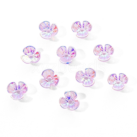 Electroplated 3-petal Flower Resin Cabochons MRMJ-R128-15F-1