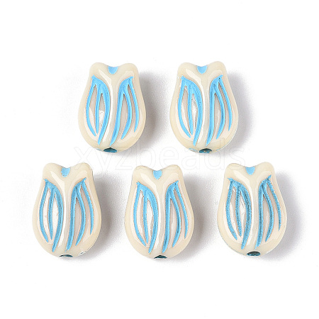 Painted Opaque Acrylic Beads OACR-T029-02T-1